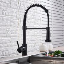 Rubinetto Da Cucina Nero, Miscelatore Da Cucina Girevole A 360° Con Doccetta Estraibile, 2 Modalità Di Spruzzo, Rubinetto Da Cucina Ad Arco Alto