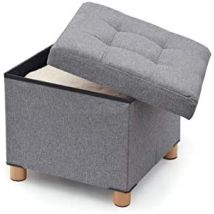 Grauer Sitzhocker mit Stauraum – 38 x 38 x 34 cm – Modernes Design für Wohnzimmer – JOBGAR