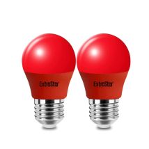 Extrastar - 4w Red Led Golf Ball Modern Coloured Light Bulb E27 (pack Of 2)