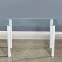 Kosy Koala – Modern Clear Glass Dining Table – 8mm Toughened Glass Top – Sturdy Metal Legs – Easy Assembly