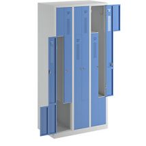 Armadio guardaroba a Z Amsterdam 3 scomparti grigio – Lamiera d'acciaio – Serrature a cilindro – 6 ante – Quipo