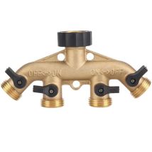 Ahlsen - Divisor De Grifo De Jardín De Latón Resistente, Adaptador De Conector De Manguera De 2 Vías 3/4 '3/4' Para Riego De Jardín