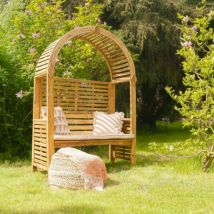 Roccolo Garden Arbour With Bench - Half Trellis - Pressure Treated Timber - L138 X W56 X H200 Cm