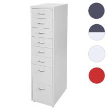 Mendler - Roll Container Boston T851, Armoire À Tiroirs, 110x28x41cm 8 Tiroirs - Gris Foncé Blanc - Gris Foncé