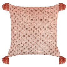 Cojín De Terciopelo Rosa 45 X 45 Cm Algodón Patrón Floral Bloque Impreso Rumhora