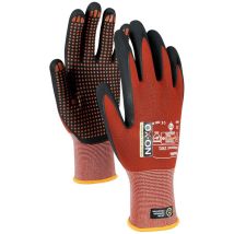 Guante anticorte OX-ON Flexible Advanced 1901 – Tamaño 6 – Material: Nylon, Nitrilo, Elastano – Color: rojo-negro – Certificado OEKO-TEX