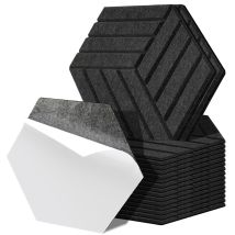 Wolketon Pannelli Acustici 18 Stuks Striscia Esagonale Nero Poliestere Autoadesivo Ad Alta Densità