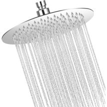 8 Pouce/20cm Tete De Douche Rond Pomme De Tete De Douche Tête De Douche Pluie, Tête De Douche En Acier Inoxydable, Acier Inoxydable 304 Rotatif 360°