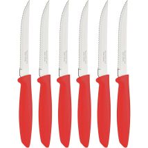 Tramontina Plenus Set 6 Coltelli Bistecca Rossi Dentati