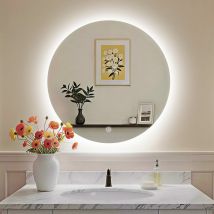 S'Afielina - Badspiegel Mit Beleuchtung Rund Led Wandspiegel Badezimmerspiegel Mit Touch, Kaltweißes Licht Und Memory Funktion, 70cm