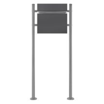 Ecd Germany Boîte Aux Lettres Sur Pieds Avec Compartiment À Journaux, Boîte Aux Lettres Design Avec Poteau, Support Argent 120 Cm En Acier Inox, Boîte