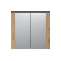 Trendteam Smart Living - Follow - Armadio A Specchio - Rovere/grigio - Specchio Da Bagno In Stile Rustico - 79 X 78 X 20 Cm - 3 Scomparti E 2 Ripiani 