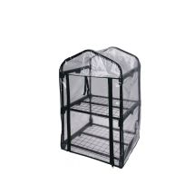 Invernadero 2 pisos 50x45x80 cm – Estructura metálica pintada de negro – Ideal para cultivar vegetales en espacios reducidos