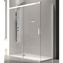 Kassandra - Porta Doccia Fissa + 1 Porta Scorrevole Glasé Profilo Bianco 130 Cm