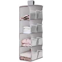 Estante Colgante Plegable, Armario Colgante, Organizador De Armario Colgante, 4 Compartimentos, 12 Bolsillos Laterales, 30 X 22,5 X 80 Cm (gris)