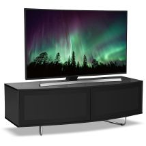 Centurion Supports - Caru Gloss Black Beam-thru Remote Friendly Super-contemporary 'd' Shape Design 32'-65' Led/ Oled / Lcd Tv Cabinet