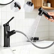 Cecipa Max Waschtischarmatur Mit Ausziehbarer Brause 2 Strahlarten Einhebelmischer Wasserhahn Bad Für Waschbecken Und Waschschalen, Schwarz