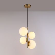 Barcelona LED Pendelleuchte Tanna – E27 – Ø 15cm – 4 Opalglaskugeln – Verstellbares Kabel – Gold oder Chrom