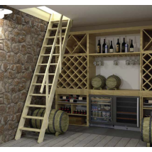 Handystairs - Escalera Recta 'fichte' - Anchura 55cm - Altura 286cm - 12 Peldaños De Pino - Con Pasamanos