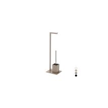 Soporte de columna para escobero base de vidrio – Complementos de baño – 18 x 70,5 x 22 cm – Blanco