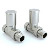 West - Milan Straight Radiator Valves Pair - Satin Nickel