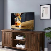 Homeology Ranch Walnut Dual Compartment Storage 6-shelf Up To 65" Flat Screen Tv Cabinet