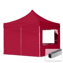 House Of Tents - Toolport 3x3 M Tente Pliante - Alu, Côté Panoramique, Rouge