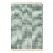Brink&campman - Tapis Kilim Tissé En Laine 140x200 Vert Et Beige Rectangle Motif Simple Twill