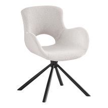 Esszimmerstuhl mit Drehfunktion in gebrochenem Weiß – Sitzhöhe 48 cm – Sitztiefe 43 cm