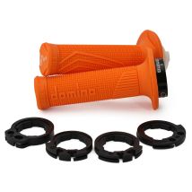 Puños Domino Off Road D-lock (con Adaptadores De Rodillo De Acelerador - Ktm, Husqvarna, Gasgas, Honda, Kawasaki, Suzuki, Yamaha) Naranja