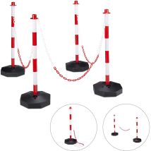 Absperrpfosten-Set 4-teilig – Polypropylen – Rot/Weiß + Schwarz – 820 x 280 x 280 mm