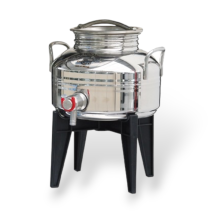 Bidone Contenitore Fusto Acciaio Inox Per Olio Con Supporto Sansone 2 Litri