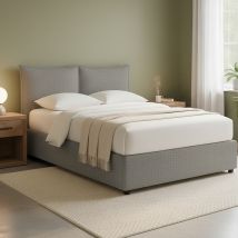 DMORA Doppelbett Wetherby – Abziehbarer Bezug – Grau – 180 x 200 cm – Stoffbezug, Holzrahmen