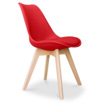 Privatefloor – Denisse Nordic Dining Chair – Vegan Leather Cushion – Solid Wooden Legs – 48.5 cm x 52 cm x 88 cm