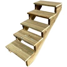 Vinuovo - Außentreppe Holz H88cm 5 Stufen, Breite 100cm, Ohne Setzstufen