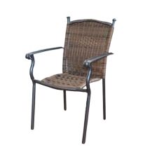Sillón apilable de aluminio Toledo marrón – Fibra imitación mimbre – 55 x 58 x 92 cm – Resistente a exteriores