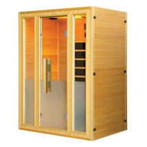 Cabina de infrarrojos Calipso para 3 personas – Madera de Hemlock – 2000 vatios – Diseño elegante y funcional