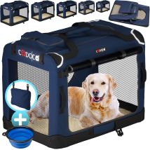 Cadoca - Pet Carrier Fabric Dog Cat Rabbit Transport Bag Cage Folding Puppy Crate Xxl - Navy Blue