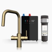Intu Monarch Brushed Gold 4 In 1 Square Pull Down Filtered Boiling Water Tap Nexus & Pro Filter