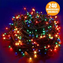 Trade Shop - Catena Luci Natalizia 11 Metri 300 Minilucciole 3 Vie Multicolor Con Controller -