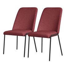 Ml-design Lot De 2 Chaises De Salle À Manger, Rouge En Polyester Avec Pieds Métalliques, Dossier Ergonomique, Assise Rembourrée, Sièges Confortables 