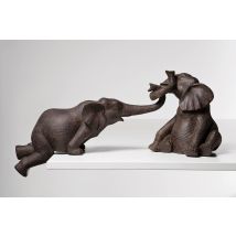 Design Figura Decorativa Circo Elefanti (2/set), Marrone, 22x54x18cm, Simbolo Famiglia, Divertimento, Amore - Kare