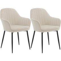 Klihome - Set Of 2 Velvet & Metal Legs Dining Chairs Accent Home & Restaurants, Cream