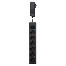 SmartPlug Flachstecker 1,5m Zuleitung – 6-fach Tischsteckdose mit Kinderschutz – 114 x 44 x 12 mm – schwarz