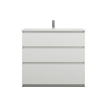 Lin20 Lavabo En Fonte Minérale Blanc Brillant Avec Meuble - Burgbad