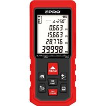 DL-40X Laser-Entfernungsmesser – Messbereich 0,05 m bis 40 m – Messgenauigkeit +/- 2 mm – IP54 – 99 gespeicherte Messwerte