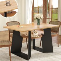 Haustierfreundlicher Esszimmer-küchentisch Mit Haustierbereich & Ablagebrettchen, Rechteckig Für 6 Personen (130×85×75 Cm), Naturholz-schwarz Mix
