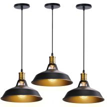 3x Ø27cm Lámparas De Colgar Industrial Lámparas De Colgar Antigua Lámparas De Colgar Retro (negro) Lámpara De Techo De Metal Colgante Vintage