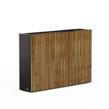 Jardinera Alta Herstera Deco Planter Divider 25 De Metal Negro Y Madera 100x25x80 Cm