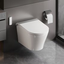 Toilette Intelligente Suspendue Monobloc, En Céramique Blanche Moderne Deervalley
